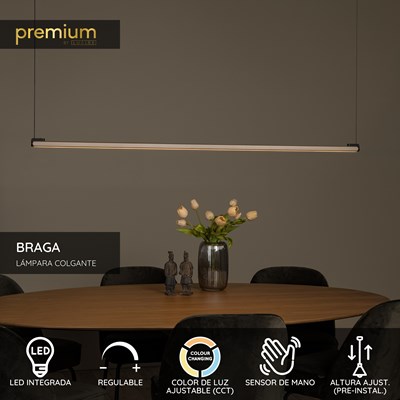 Lucide BRAGA - Lámpara colgante - LED Regul. - CCT - 1x36W 2700K/4000K - Sensor de movimiento de mano - Café | Premium
